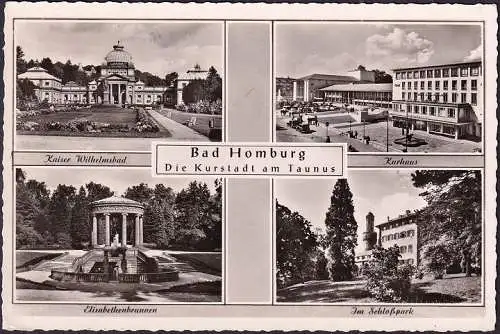 AK Bad Homburg, Kurhaus, Am Schlosspark, Elisabethenbrunnen, couru 1960