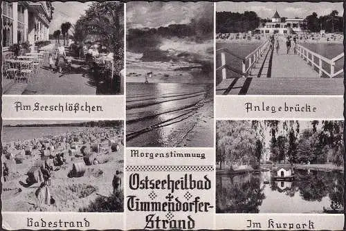 AK Timmendorfer Plage, Pont d'attache, plage de baignade, Parc thermal, Au Schlösschen, Course 1959