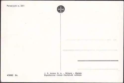 AK Südtirol, Penserjoch, Alpenrosenhof, ungelaufen