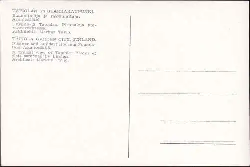 AK Tapiolan, Wohnblocks im Wald, ungelaufen