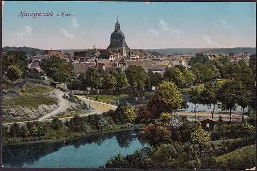 AK Harzgode, vue de la ville, église, couru