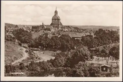 AK Harzgerode, Stadtansicht mit Kirche, ungelaufen- datiert 1954