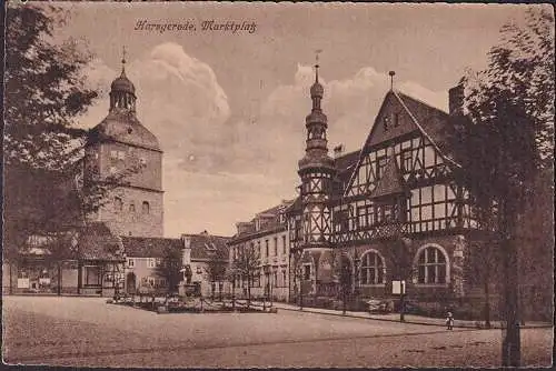 AK Harzgerode, Marktplatz, Rathaus, Kirche, ungelaufen