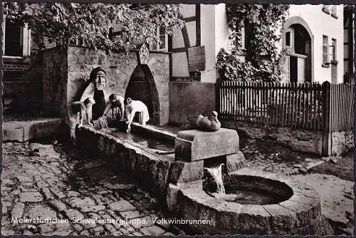 AK Schwalenberg, Volkwinbrunnen, Gasthof Künstlerklause, ungelaufen 1