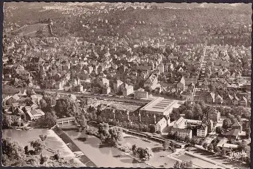 AK Esslingen, Fliegeraufnahme, Stadtansicht, gelaufen 1956