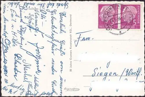 AK Esslingen, Fliegeraufnahme, Stadtansicht, gelaufen 1956