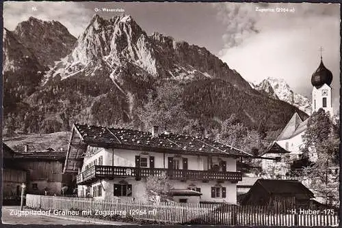 AK Grainau, église, Zugspitze, couru 1962