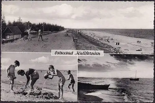 AK Californie, Bain de la mer Baltique, Digue, Plage, Course 1956