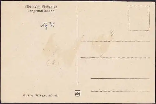 AK Langensteinbach, Bibelheim, Bethanien, ungelaufen- datiert 1931