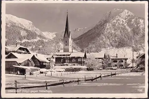 AK Oberstdorf, vue de la ville en hiver contre le Cervin de brouillard, inachevé- date 1951