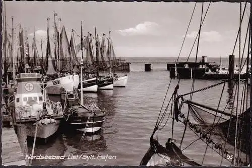 AK Sylt, List, Hafen, DGzRS Kreuzer, Fischerboote, gelaufen 1963