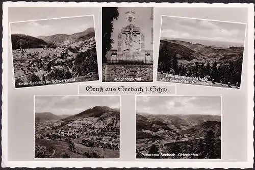 AK Seebach, Kriegerdenkmal, Hinter Seebach, Panorama, gelaufen 196