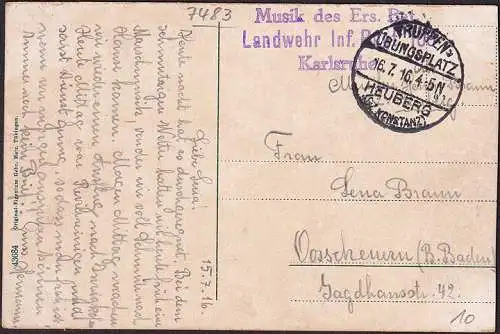 AK Partie zwischen Inzigkofen und Dietfurt, Feldpost, Landwehr Karlsruhe, Truppenübungsplatz Heuberg, gelaufen 1914