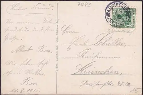 AK Inzigkofen, Partie am Bahnhof, gelaufen 1915