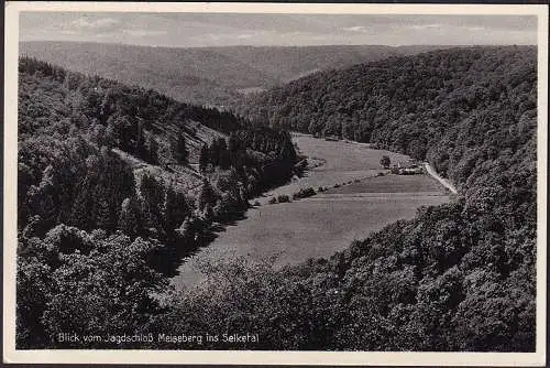 AK Blick vom Jagdschloss Meiseberg ins Selketal, gelaufen 1939