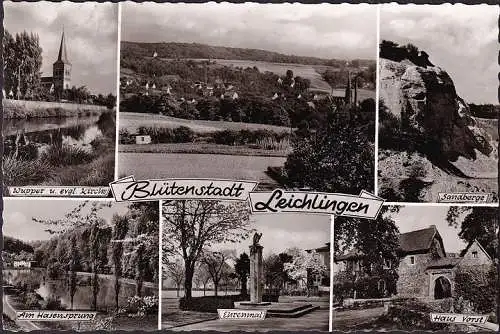 AK Leichlingen, Ehrenmal, Am Hasensprung, Haus Vorst, Sandberge, gelaufen 1961