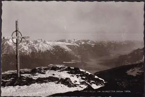 AK Tirol, Gipfelkreuz am Glungezer, gelaufen