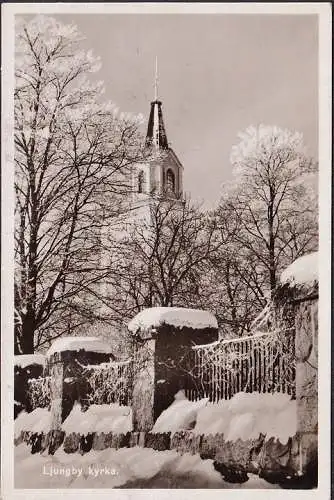 AK Ljungby, Kyrka, Mini Card, gelaufen 1943