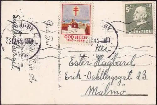 AK Ljungby, Kyrka, Mini Card, gelaufen 1943