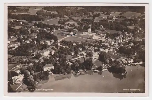 Bayern, Tutzing Starnbergersee, gebr. Foto sw AK Luftaufnahme. #2243