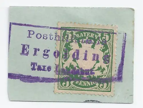 Bayern, Posthilfstelle Ergolding T. Landshut, Entwerterstpl. auf Briefstück #910