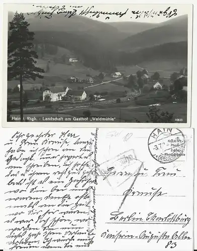 DR Polen, Hain Riesegebirge, sw AK Gasthof Waldmühle m. Nachgebühr Stpl. #646