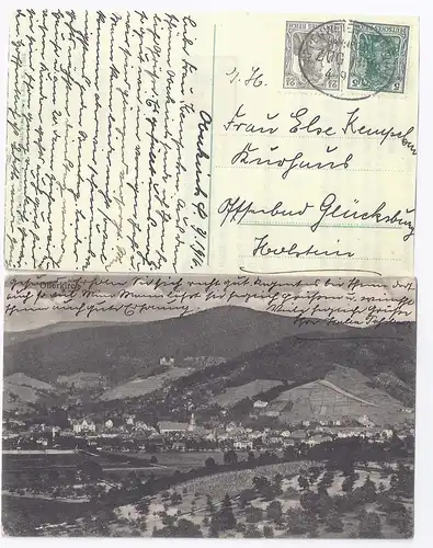 Oberkirch, 1916 gebr. sw AK m. Bahnpost Appenweier Oppenau.  #1640