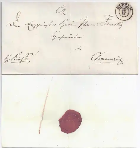 Preussen, K2 Oppeln, Oberschlesien,  gesiegelter Brief  n.Chrzumczütz. #1828
