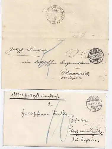 DR 1893/95, Breslau Oppeln, 2 portopflicht. Dienst Briefe m. 5 bzw. 10 Pf. #1720