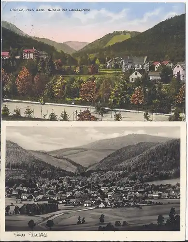 Tabarz, 2 gebr. AK, davon 1 farbig mit Tennis Platz! #2413