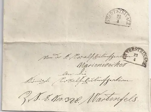 Bayern 1858, HKS Untersteinach auf Brief v. Marienweiher n. Wartenfels. #2070
