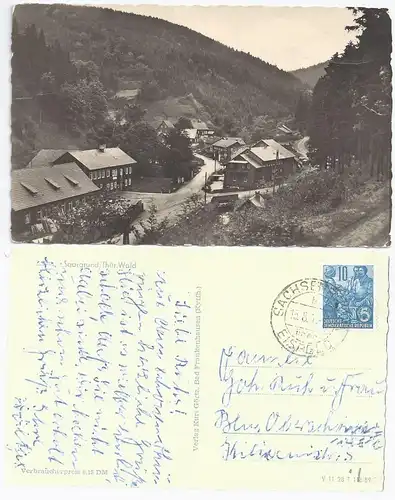 Thüringen, Saargrund, gebr. sw AK m. Stpl. Sachsenbrunn über Eisfeld. #2074