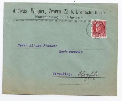Bayern 1918, Zeyern b. Kronach, Firmenbrief m. 10 Pfg. #636