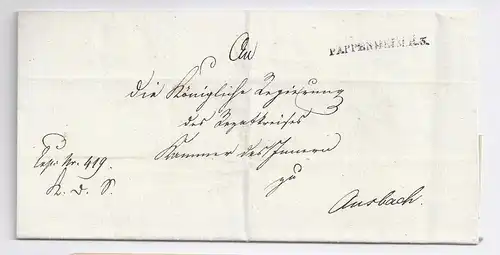 Bayern, Pappenheim R.3.  auf Dienst Brief n. Ansbach. #1358