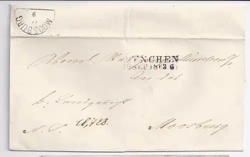 Bayern 1863, L2 München auf Brief n. Moosburg m. rs. HKS. #1354