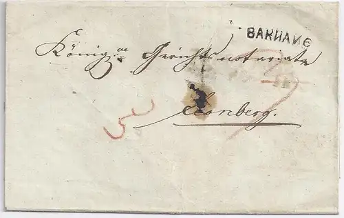 Württemberg 1836, Backnang Leonberg, Wende- Porto Brief m. L1 Baknang. #1099