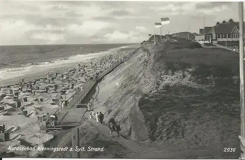 Wenningsted a. Sylt, ungebr. sw Foto AK Strand u. Häüser. #3084