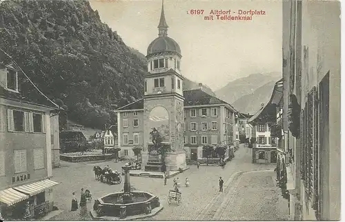 Altdorf, ungebr. sw AK m.Geschäften, Personen, Pferde Kutsche u. Tell.  #3100