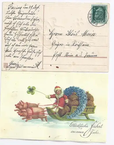 Bayern 1913, K2 PASING auf attraktiver Prägekarte m. 5 Pf. #1509