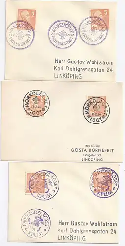 Pfadfinder, scouts, spejder, 3 Schweden Brief m. Lagerstempeln 1951-54. #1392