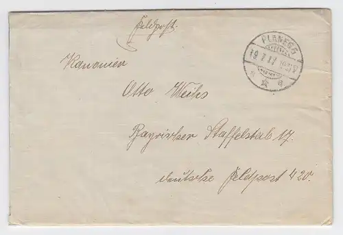 Bayern 1917, Feldpost Brief m. Inhalt v. Krailling u. Stempel Planegg. #2283