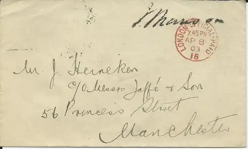 GB 1903, rot London Official Paid 16 auf Dienst Brief m. Namensstempel. #645