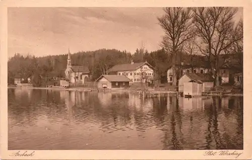 Bayern, Starnberger See, Ambach, Bauernhöfe v. See aus, sw- Foto AK. #435