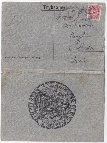 Norwegen Schweden 1917, EF 10 öre auf Auslands Drucksache v. Kristiania. #1670