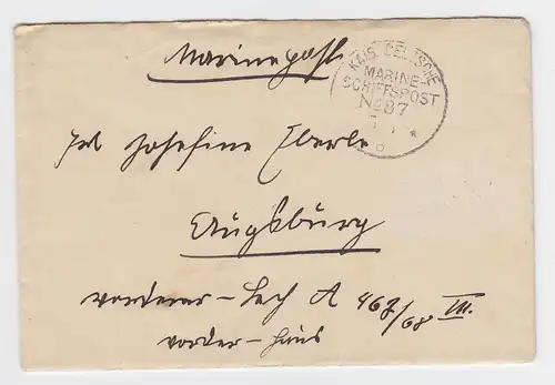 DR 1918, Marinepost Brief n. Bayern m. K1 Kais.Dt.Marine Schiffspost No87. #2258