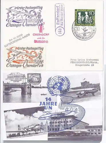 BRD 1959, Segelflug Post, Karte m. LP-Stpl. Beffendorf ü. Oberndorf. Aalen #1371