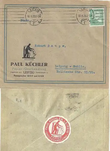 DR 1925, Leipzig Werbung Reklame Orts Brief "Paul Küchler" m. 5 Pf . #1440