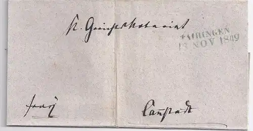 Württemberg 1849, L2 Vaihingen u. innen K2 Cannstatt, 2x verwendeter Brief. #950