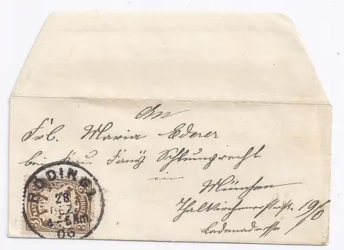 Bayern 1906, K1 RODING 1 auf kl. Drucksache Brief m. EF 3 Pf. #1897