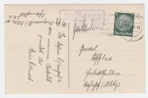 DR 1938, Landpost Stpl. Roßbrunn über Würzburg auf Postkarte Ostergrüße. #1818